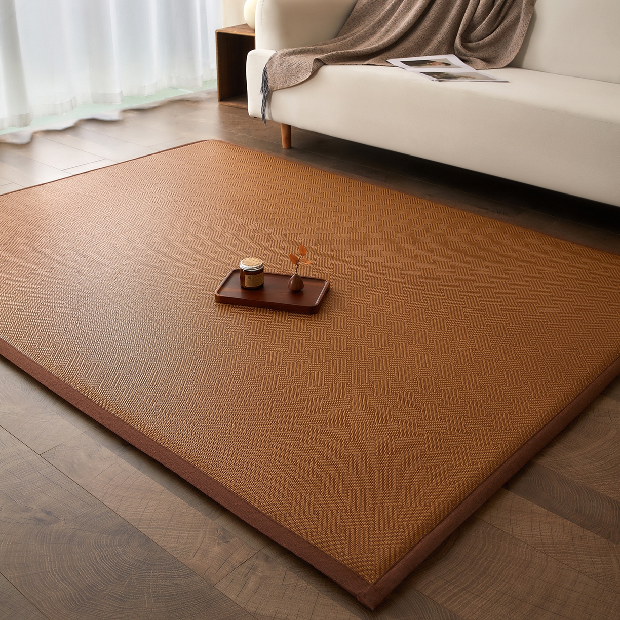 91家纺网 家纺一手货源 找家纺 航途席业 2026新款冰丝凉席地垫 饼干花