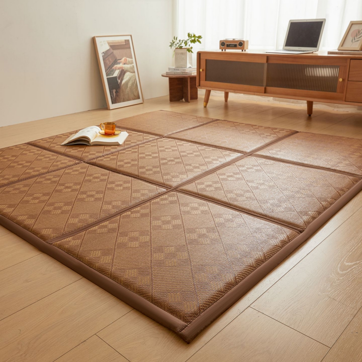 91家纺网 家纺一手货源 找家纺 （总）航途席业 2026新款拼接格榻榻米地垫