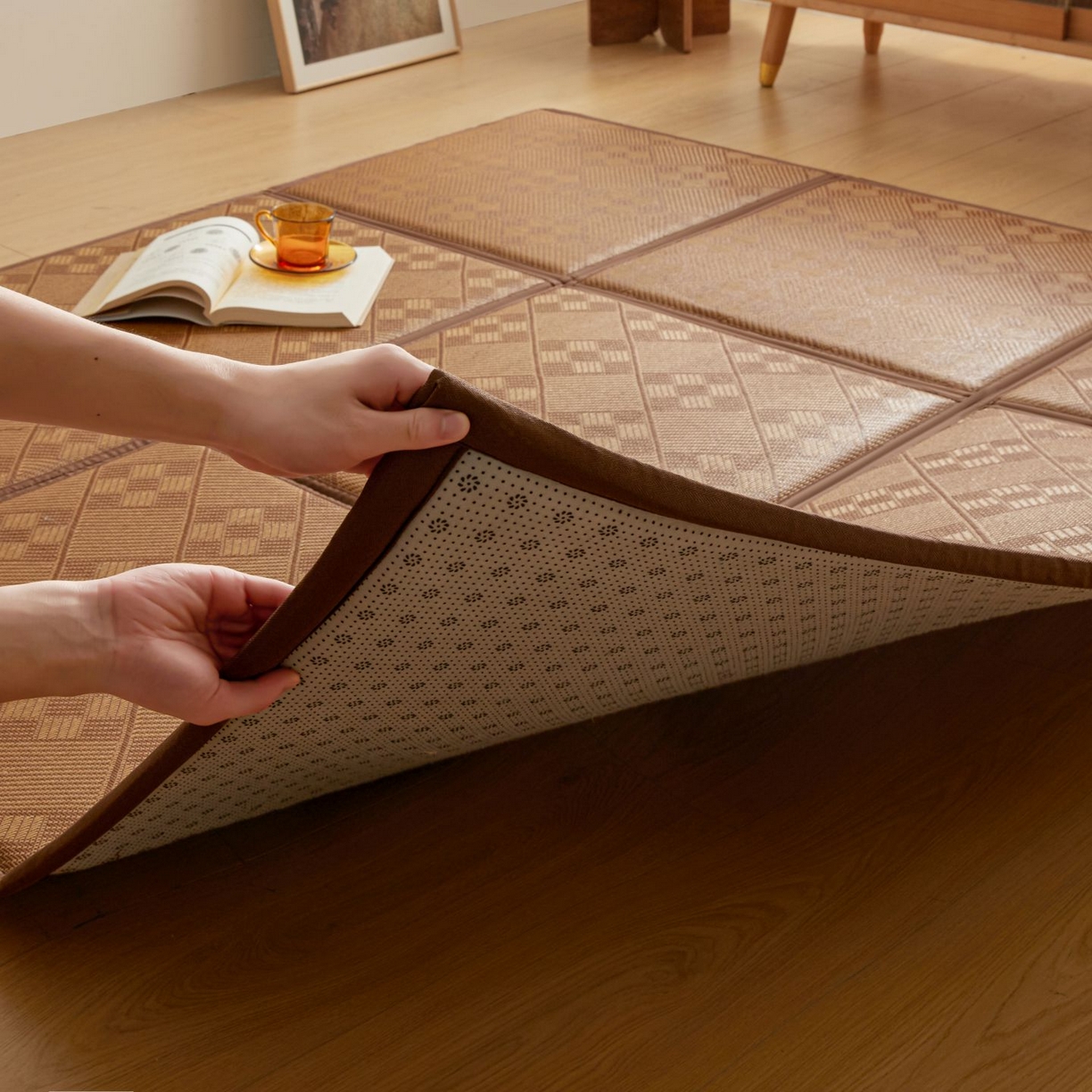 91家纺网 家纺一手货源 找家纺 航途席业 2026新款拼接格榻榻米地垫 九宫格