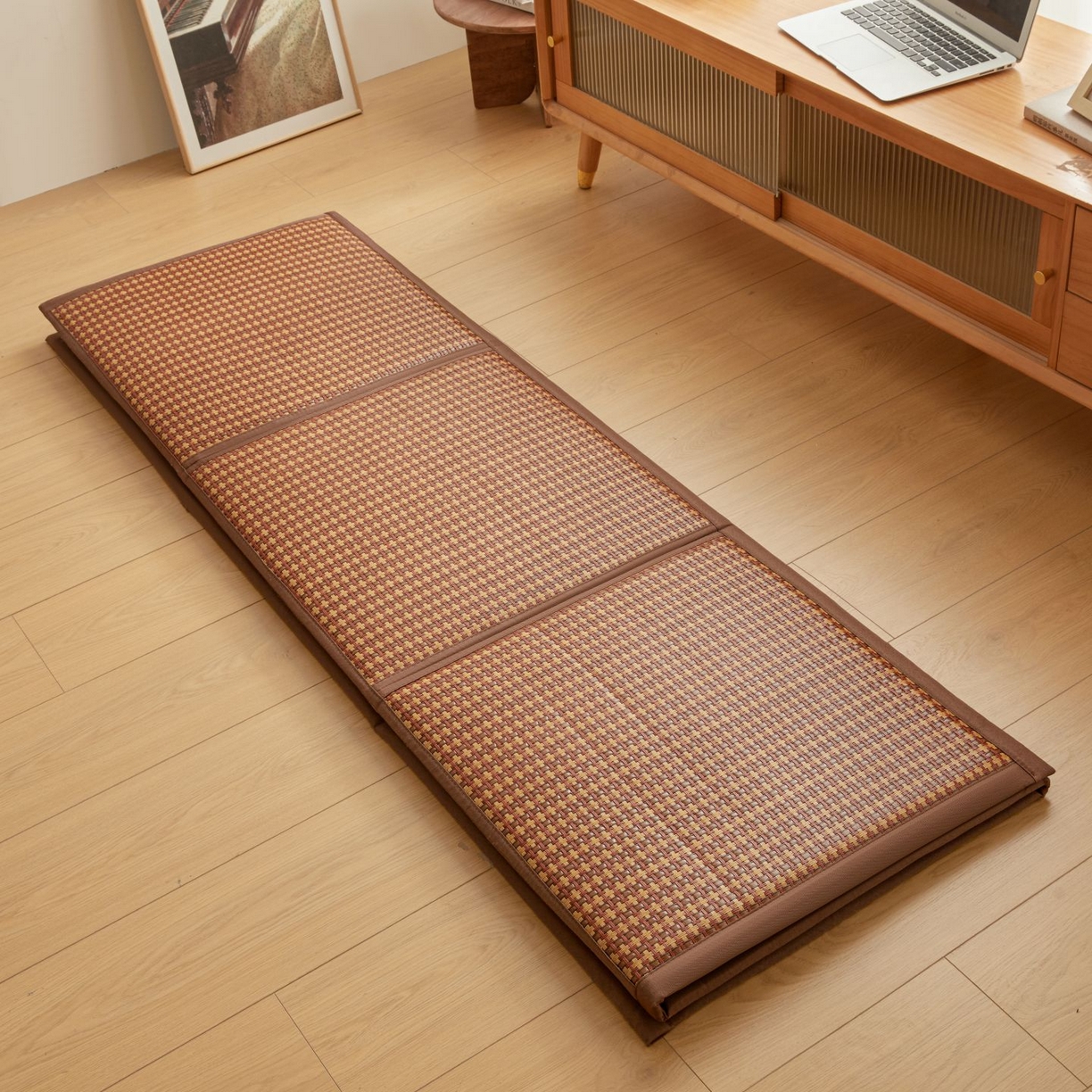 91家纺网 家纺一手货源 找家纺 航途席业 2026新款拼接格榻榻米地垫 古奢藤