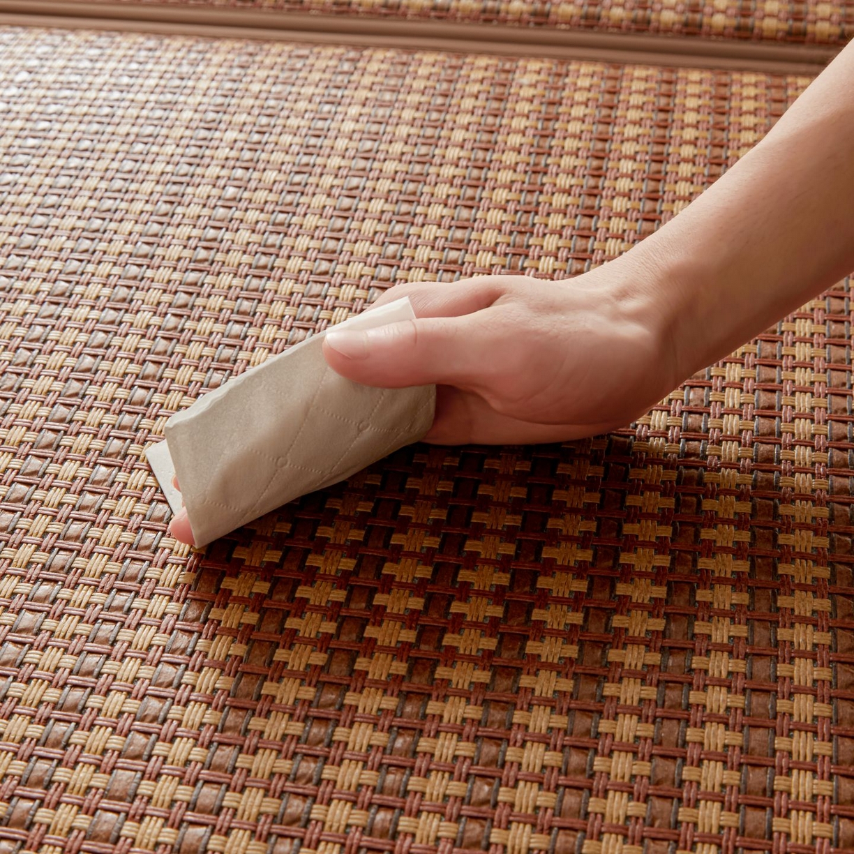 91家纺网 家纺一手货源 找家纺 航途席业 2026新款拼接格榻榻米地垫 古奢藤