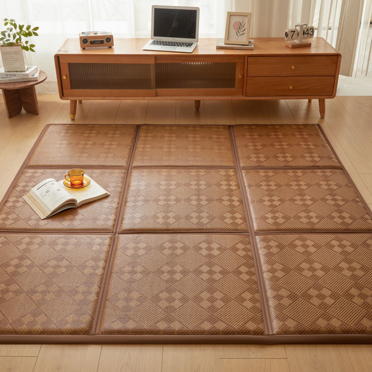 91家纺网 家纺一手货源 找家纺 航途席业 2026新款拼接格榻榻米地垫 九宫格