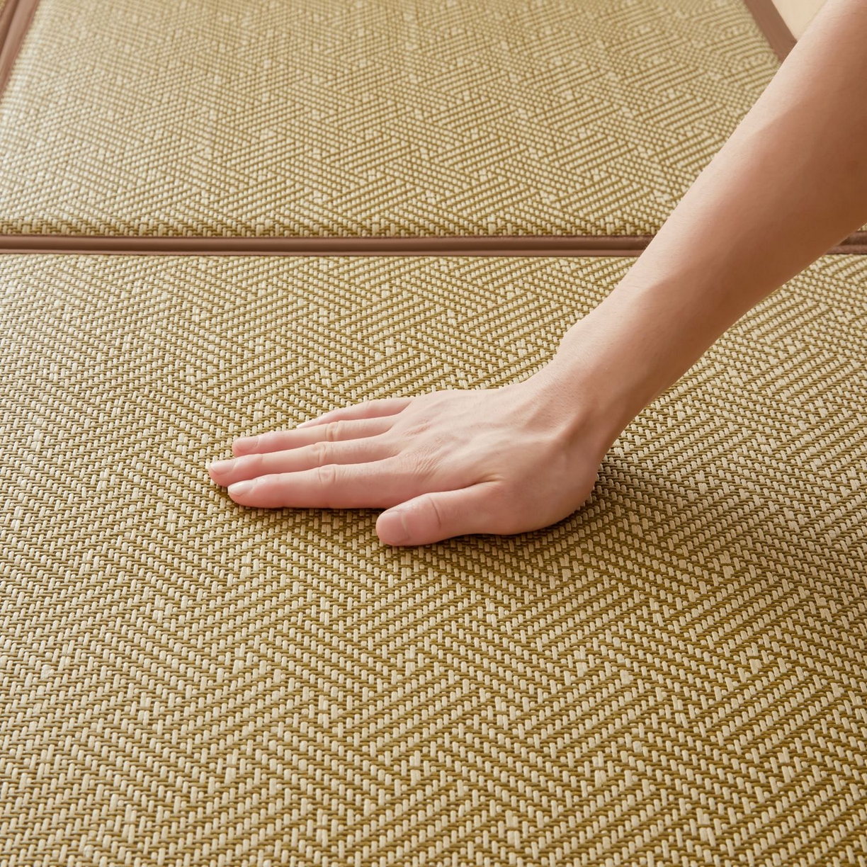 91家纺网 家纺一手货源 找家纺 航途席业 2026新款拼接格榻榻米地垫 绿饼干