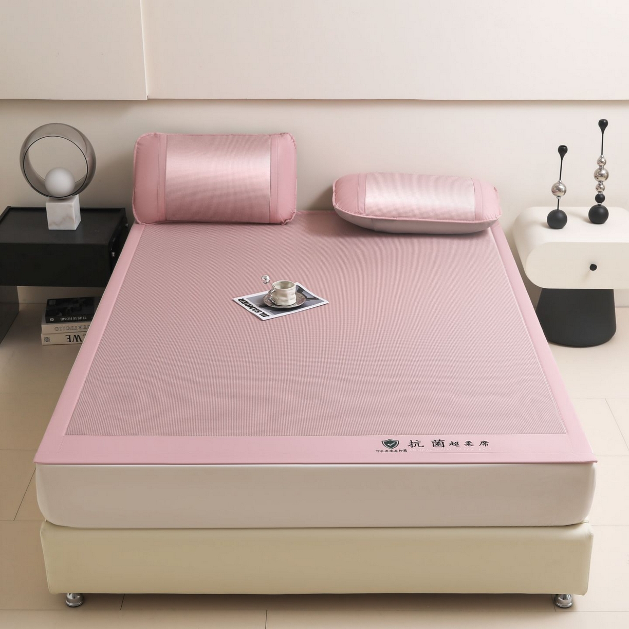 91家纺网 家纺一手货源 找家纺 航途席业 2026新款抗菌超柔席 粉色