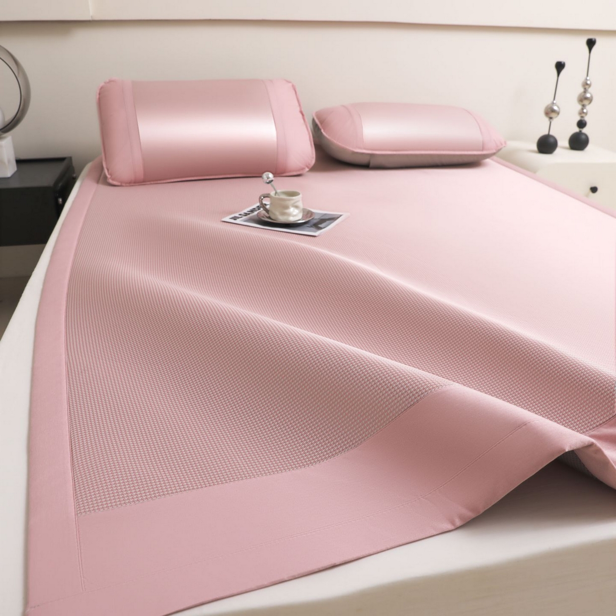 91家纺网 家纺一手货源 找家纺 航途席业 2026新款抗菌超柔席 粉色