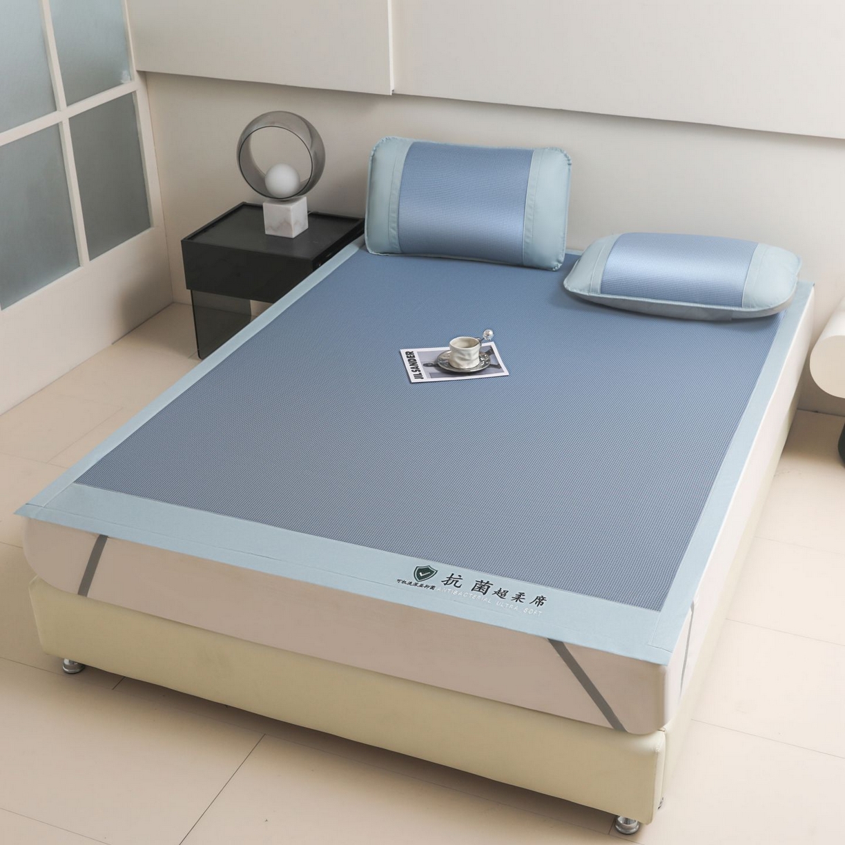 91家纺网 家纺一手货源 找家纺 航途席业 2026新款抗菌超柔席 蓝色