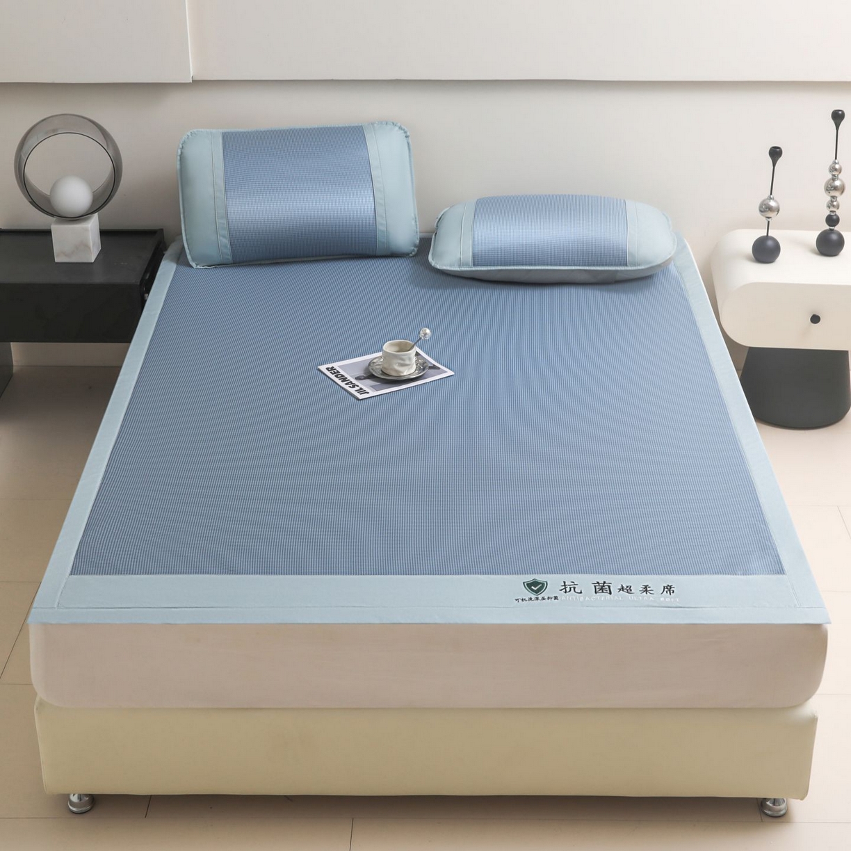 91家纺网 家纺一手货源 找家纺 航途席业 2026新款抗菌超柔席 蓝色