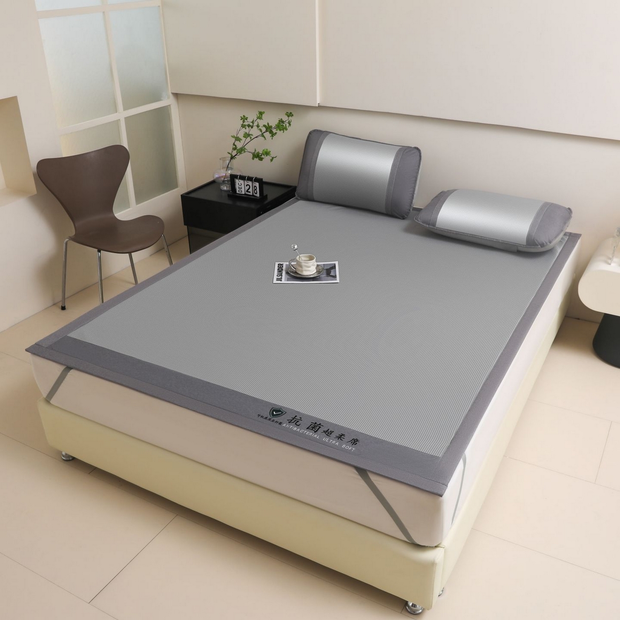 91家纺网 家纺一手货源 找家纺 航途席业 2026新款抗菌超柔席 灰色