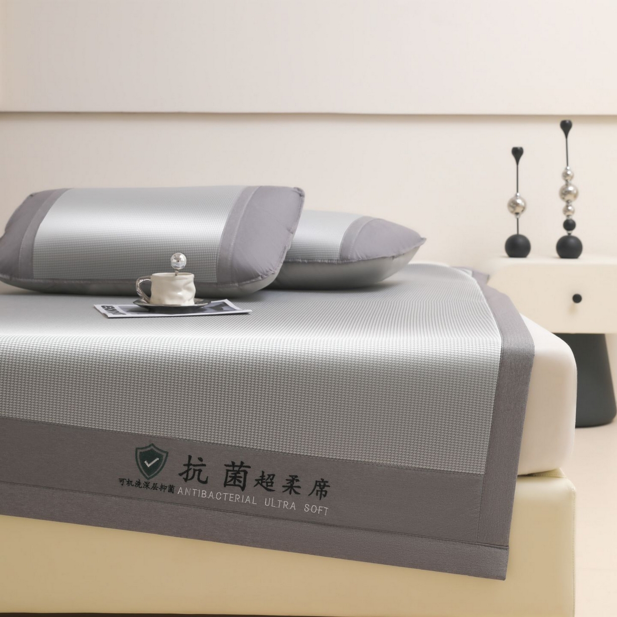 91家纺网 家纺一手货源 找家纺 航途席业 2026新款抗菌超柔席 灰色