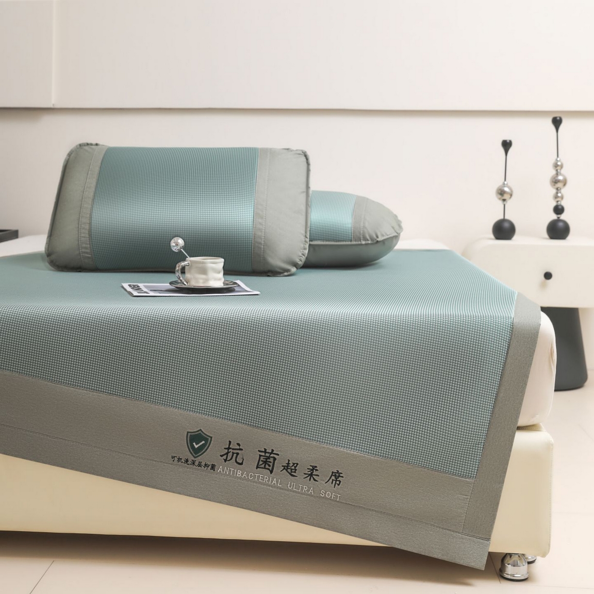 91家纺网 家纺一手货源 找家纺 航途席业 2026新款抗菌超柔席 绿色