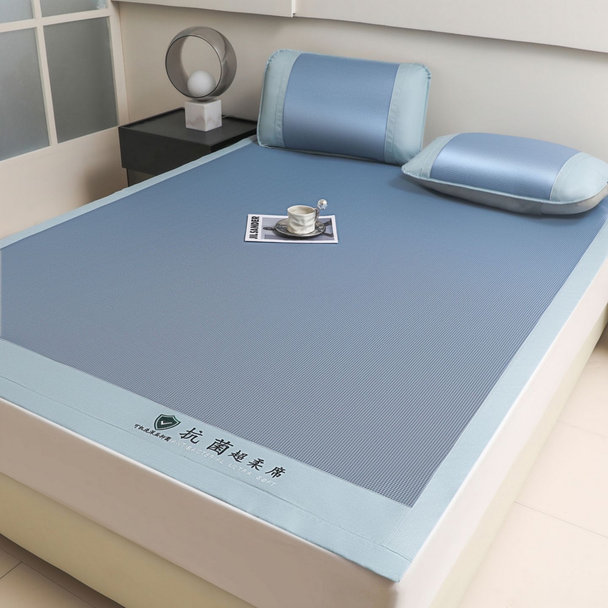 91家纺网 家纺一手货源 找家纺 航途席业 2026新款抗菌超柔席 蓝色