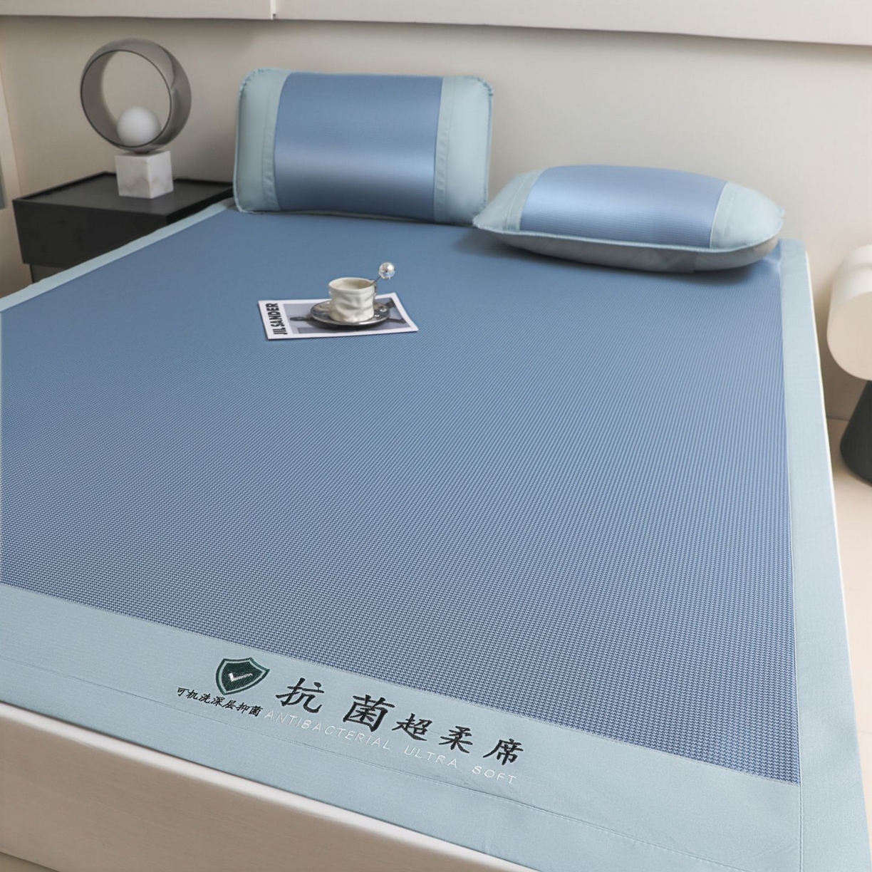 91家纺网 家纺一手货源 找家纺 航途席业 2026新款抗菌超柔席 蓝色