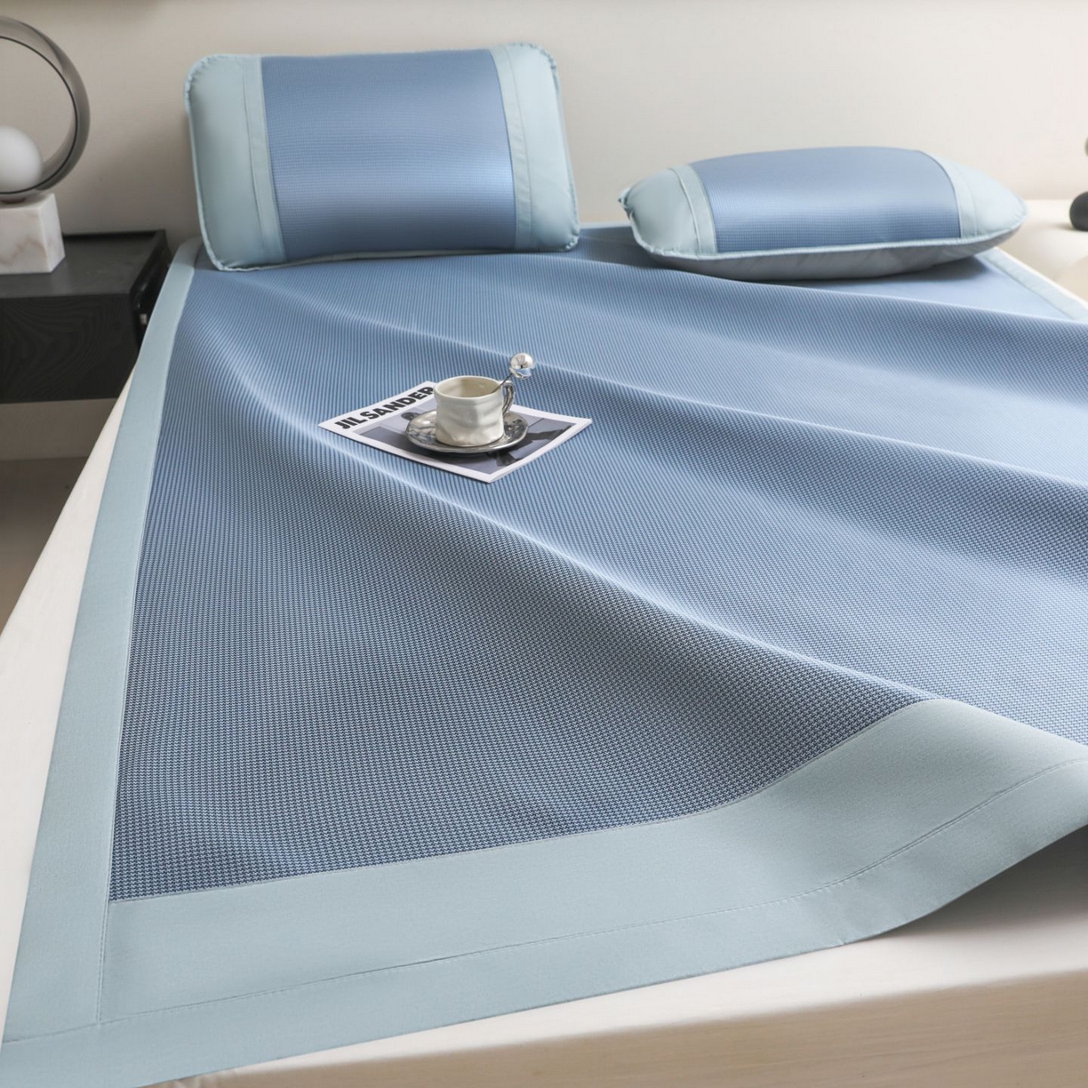 91家纺网 家纺一手货源 找家纺 航途席业 2026新款抗菌超柔席 蓝色