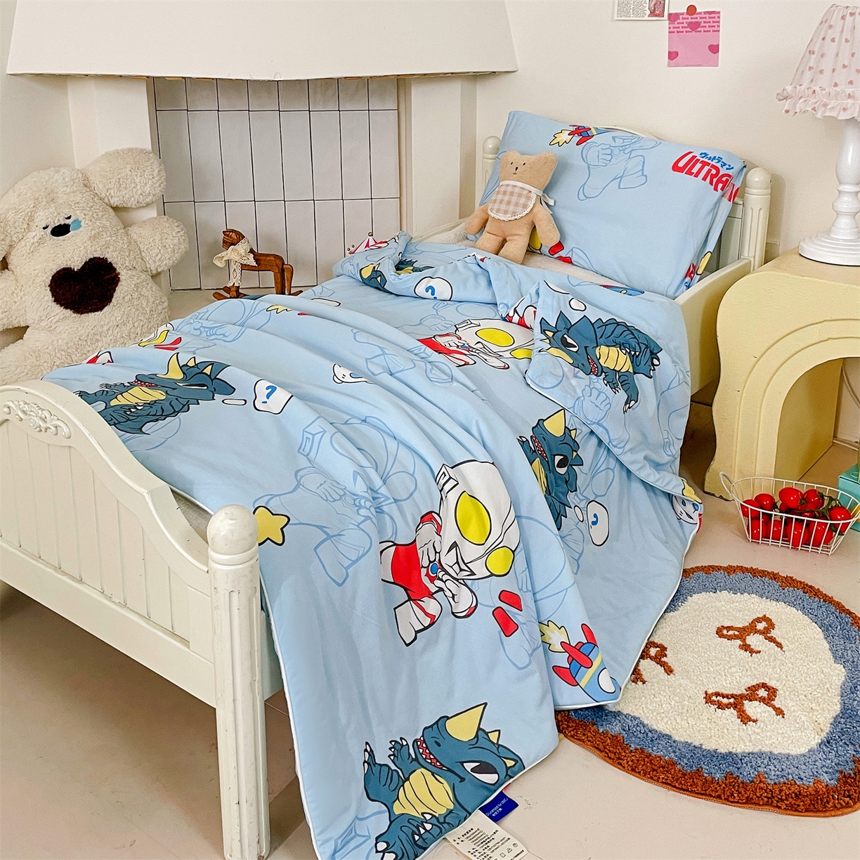 91家纺网 家纺一手货源 找家纺 名兮家居 2026新款A类经典奥特曼三丽鸥儿童针织棉夏凉被空调被【含防伪标】 针织夏被-奥特勇士