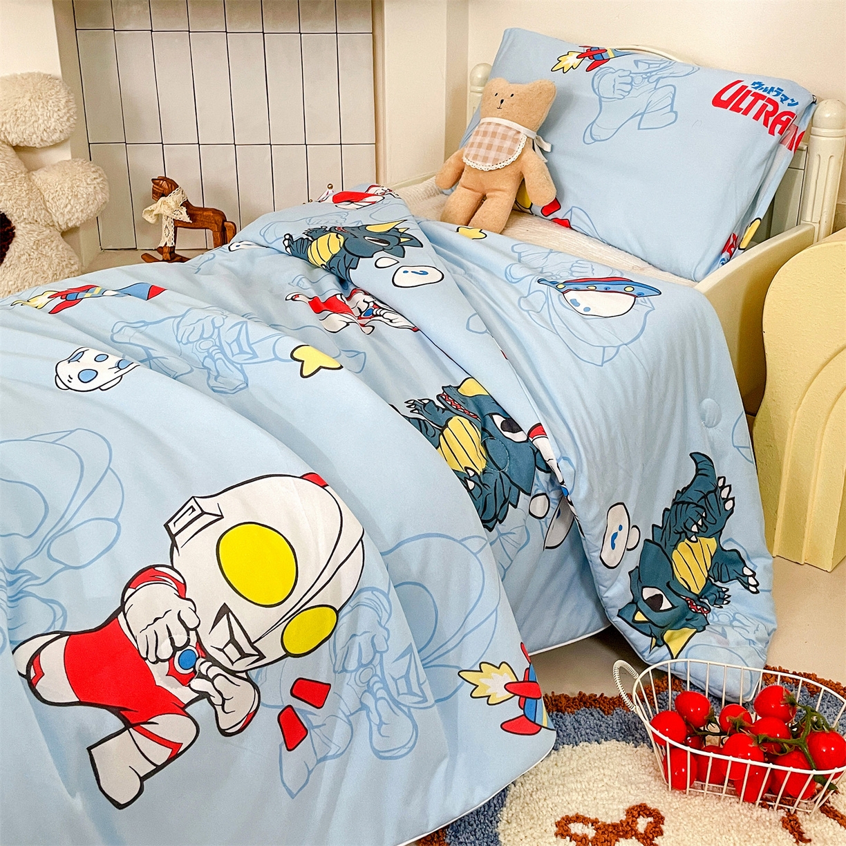 91家纺网 家纺一手货源 找家纺 名兮家居 2026新款A类经典奥特曼三丽鸥儿童针织棉夏凉被空调被【含防伪标】 针织夏被-奥特勇士