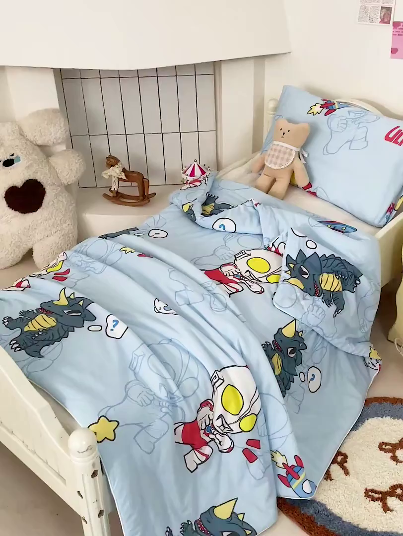 91家纺网 家纺一手货源 找家纺 名兮家居 2026新款A类经典奥特曼三丽鸥儿童针织棉夏凉被空调被【含防伪标】 针织夏被-奥特勇士