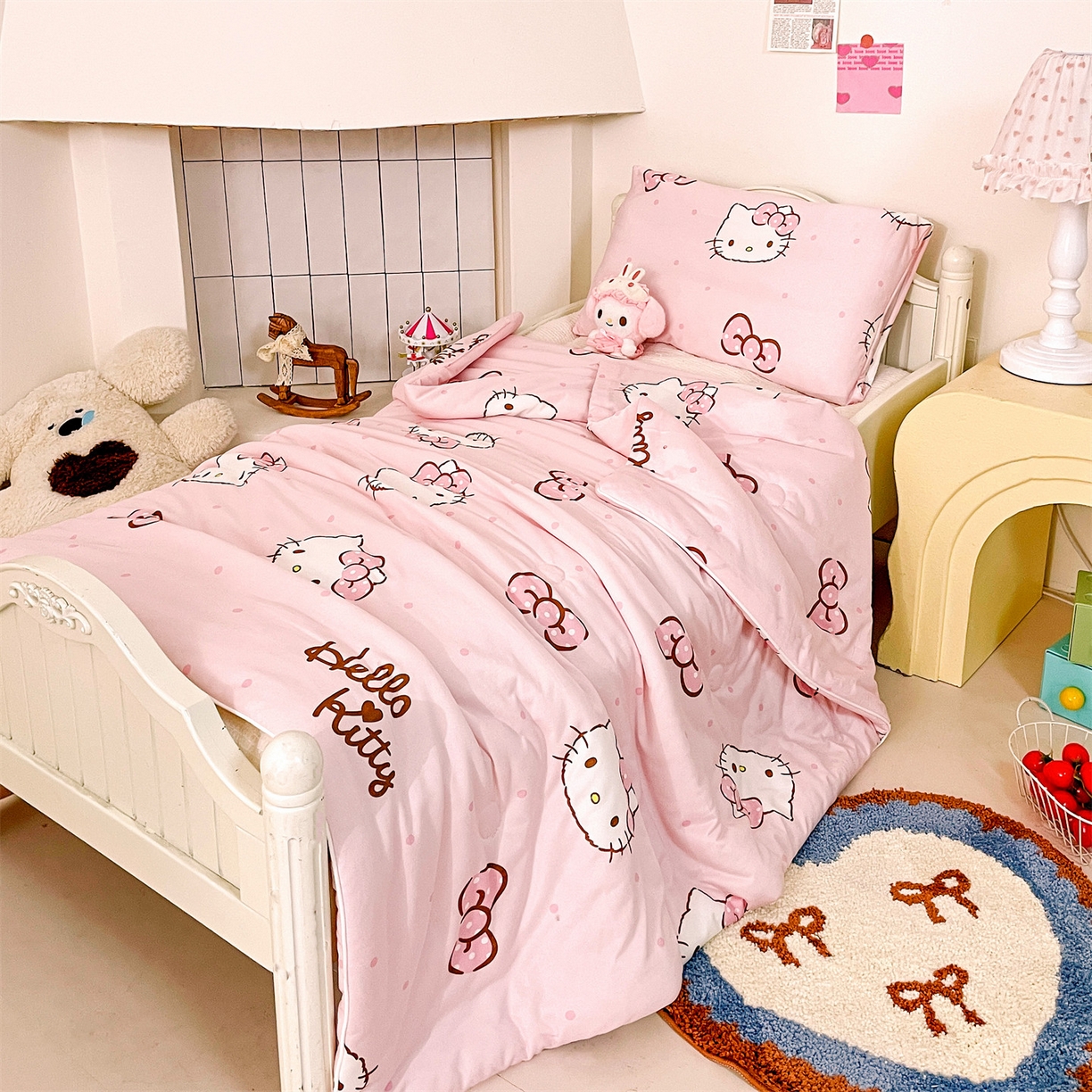 91家纺网 家纺一手货源 找家纺 名兮家居 2026新款A类经典奥特曼三丽鸥儿童针织棉夏凉被空调被【含防伪标】 针织夏被-呆萌kt