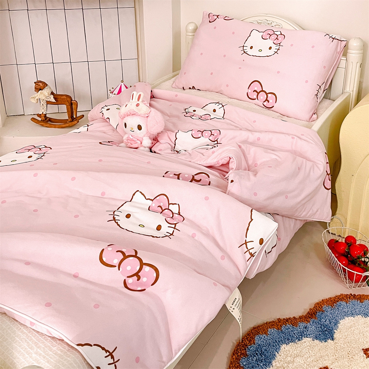 91家纺网 家纺一手货源 找家纺 名兮家居 2026新款A类经典奥特曼三丽鸥儿童针织棉夏凉被空调被【含防伪标】 针织夏被-呆萌kt