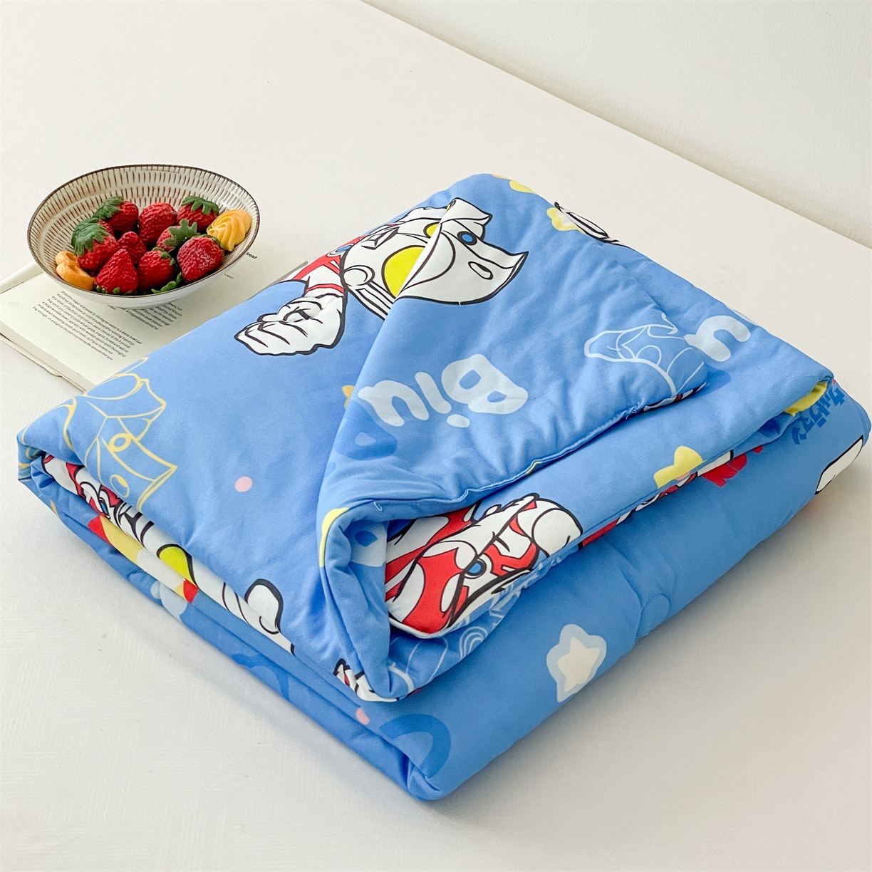 91家纺网 家纺一手货源 找家纺 名兮家居 2026新款A类经典奥特曼三丽鸥儿童针织棉夏凉被空调被【含防伪标】 针织夏被-光线王子
