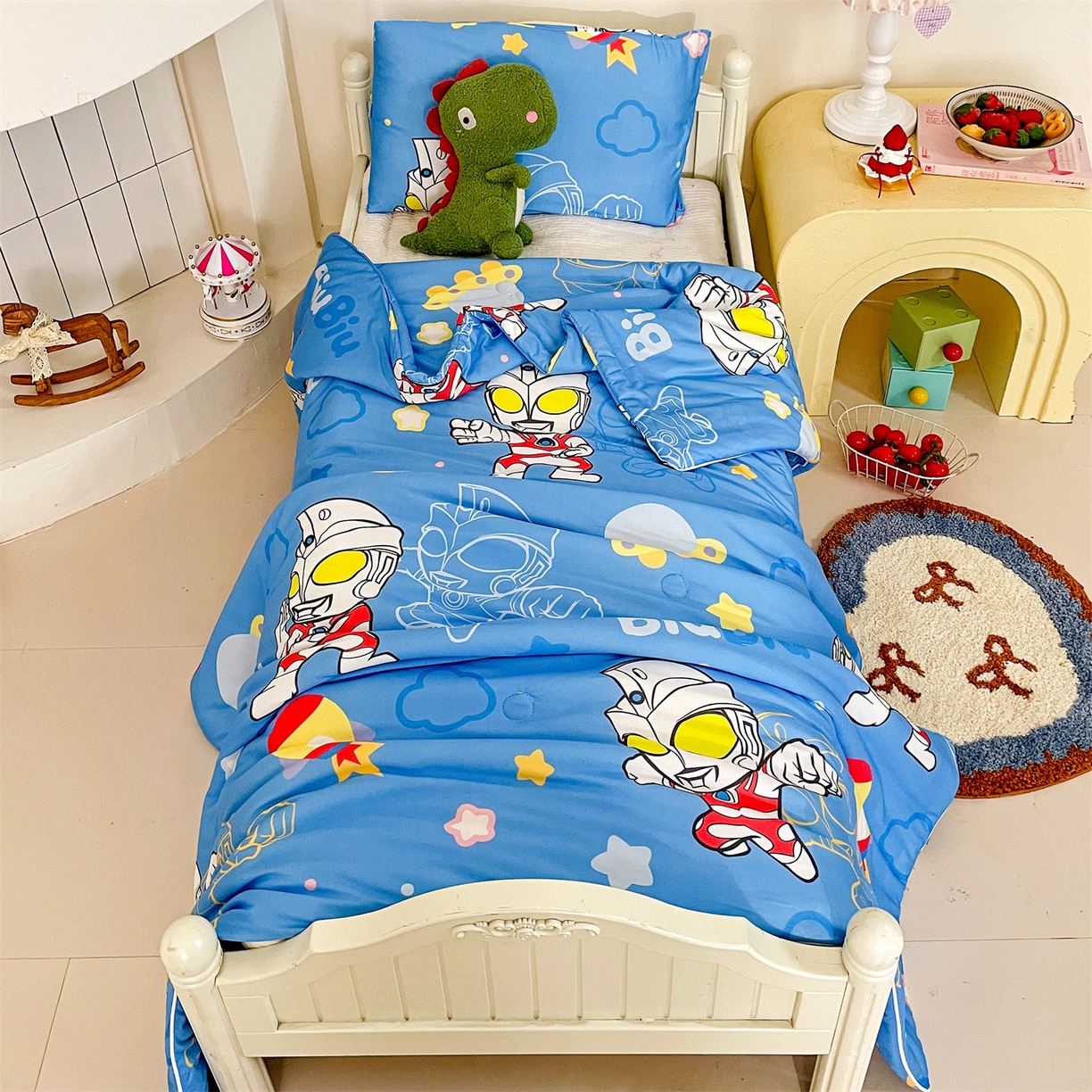 91家纺网 家纺一手货源 找家纺 名兮家居 2026新款A类经典奥特曼三丽鸥儿童针织棉夏凉被空调被【含防伪标】 针织夏被-光线王子