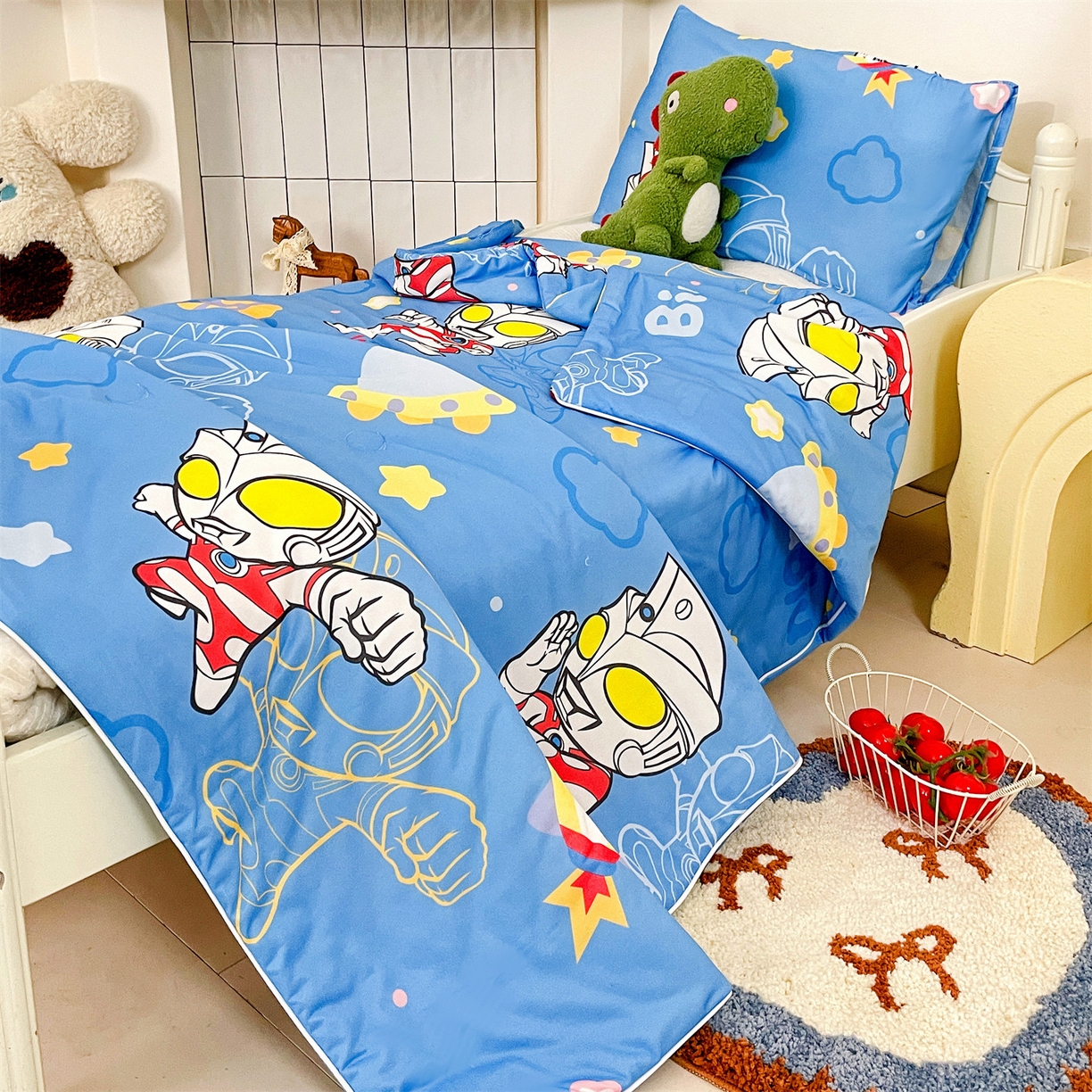 91家纺网 家纺一手货源 找家纺 名兮家居 2026新款A类经典奥特曼三丽鸥儿童针织棉夏凉被空调被【含防伪标】 针织夏被-光线王子