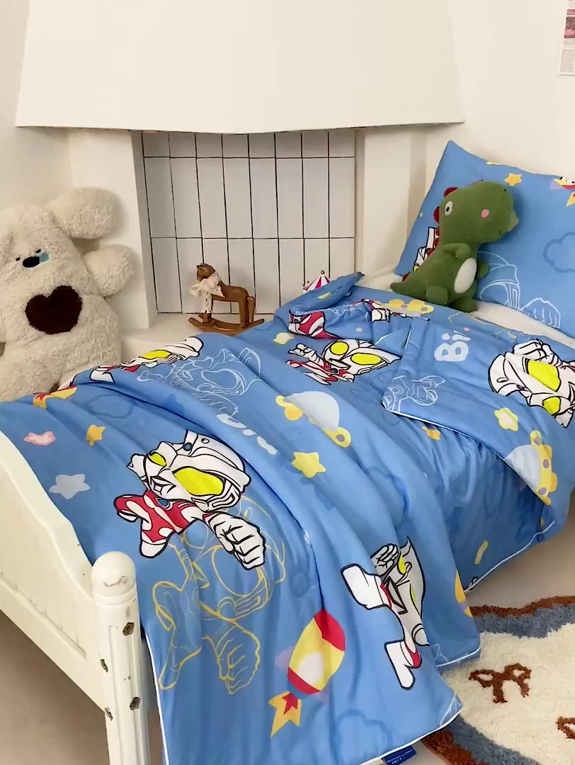 91家纺网 家纺一手货源 找家纺 名兮家居 2026新款A类经典奥特曼三丽鸥儿童针织棉夏凉被空调被【含防伪标】 针织夏被-光线王子