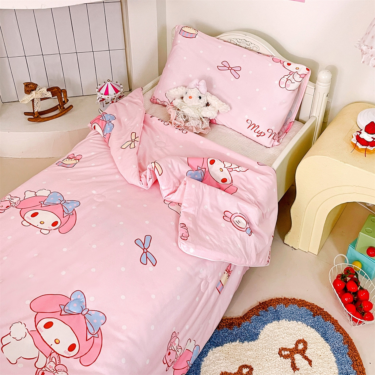 91家纺网 家纺一手货源 找家纺 名兮家居 2026新款A类经典奥特曼三丽鸥儿童针织棉夏凉被空调被【含防伪标】 针织夏被-魔法美乐蒂