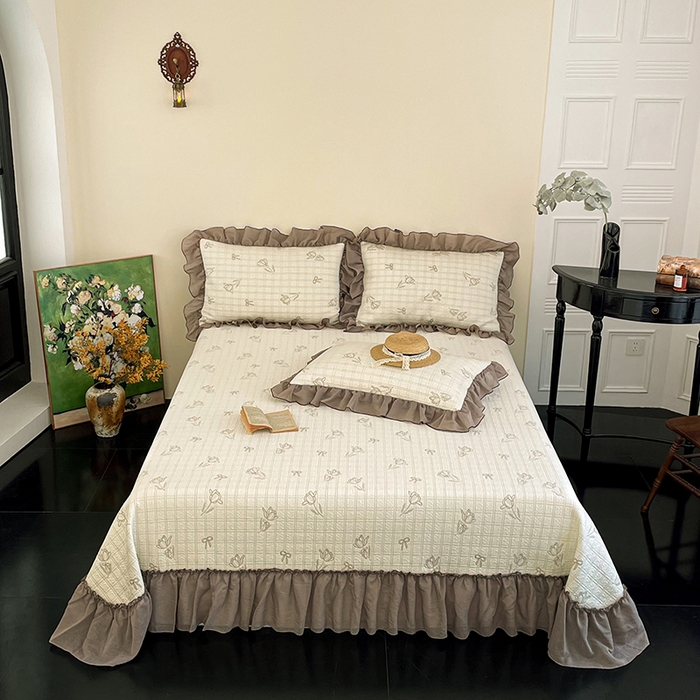 91家纺网 家纺一手货源 找家纺 （总）金绣美居 2026新款PE高分子凉感席聚乙烯冰感床裙款凉席三件套-韩式系列