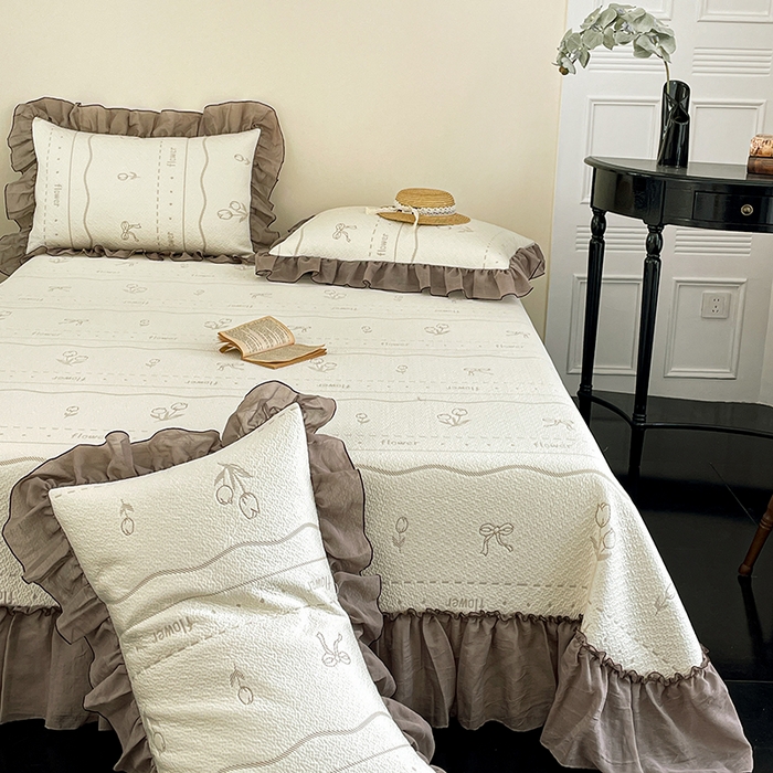 91家纺网 家纺一手货源 找家纺 金绣美居 2026新款PE高分子凉感席聚乙烯冰感床裙款凉席三件套-韩式系列 郁香