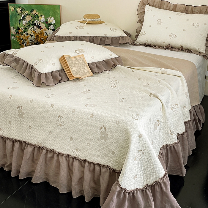 91家纺网 家纺一手货源 找家纺 金绣美居 2026新款PE高分子凉感席聚乙烯冰感床裙款凉席三件套-韩式系列 迎风