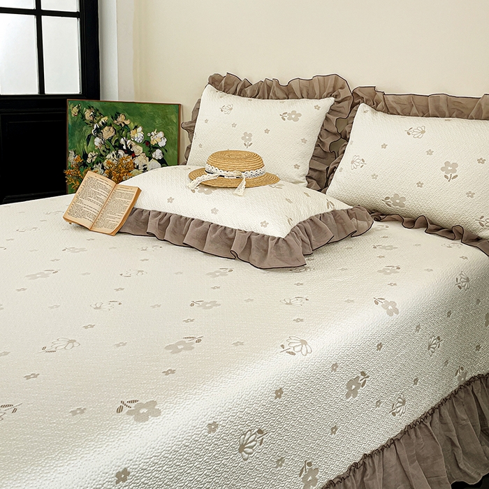 91家纺网 家纺一手货源 找家纺 金绣美居 2026新款PE高分子凉感席聚乙烯冰感床裙款凉席三件套-韩式系列 迎风