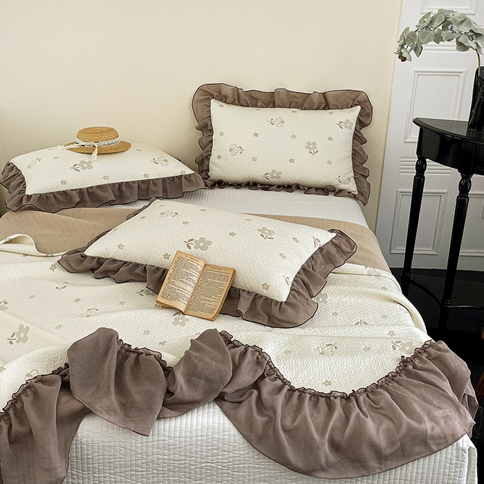 91家纺网 家纺一手货源 找家纺 金绣美居 2026新款PE高分子凉感席聚乙烯冰感床裙款凉席三件套-韩式系列 迎风