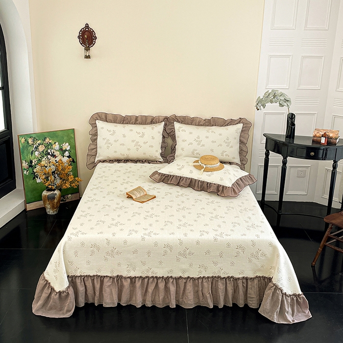 金绣美居 2026新款PE高分子凉感席聚乙烯冰感床裙款凉席三件套-韩式系列 棠梨