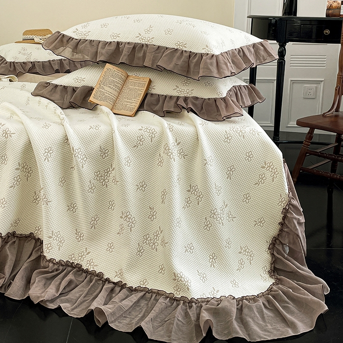 91家纺网 家纺一手货源 找家纺 金绣美居 2026新款PE高分子凉感席聚乙烯冰感床裙款凉席三件套-韩式系列 棠梨