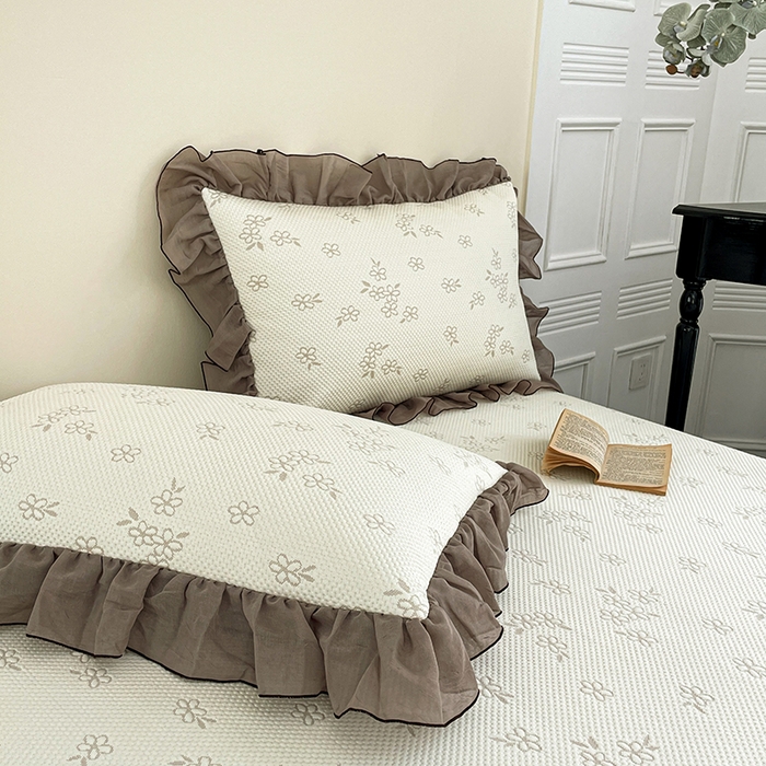 91家纺网 家纺一手货源 找家纺 金绣美居 2026新款PE高分子凉感席聚乙烯冰感床裙款凉席三件套-韩式系列 棠梨