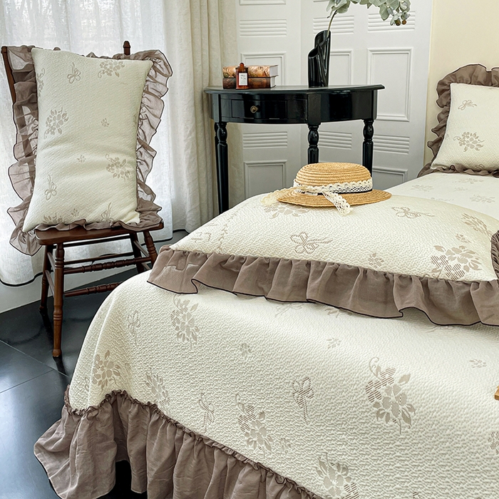 91家纺网 家纺一手货源 找家纺 金绣美居 2026新款PE高分子凉感席聚乙烯冰感床裙款凉席三件套-韩式系列 韩恋