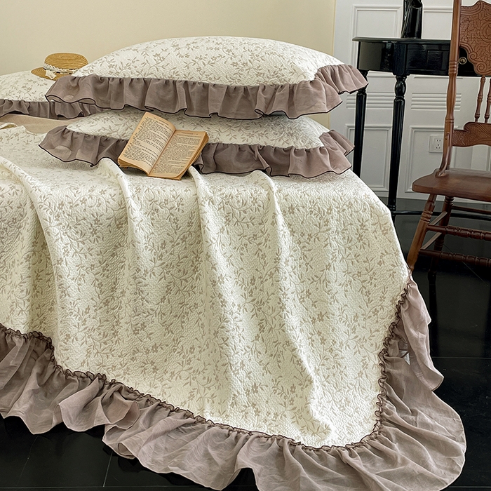 91家纺网 家纺一手货源 找家纺 金绣美居 2026新款PE高分子凉感席聚乙烯冰感床裙款凉席三件套-韩式系列 星落