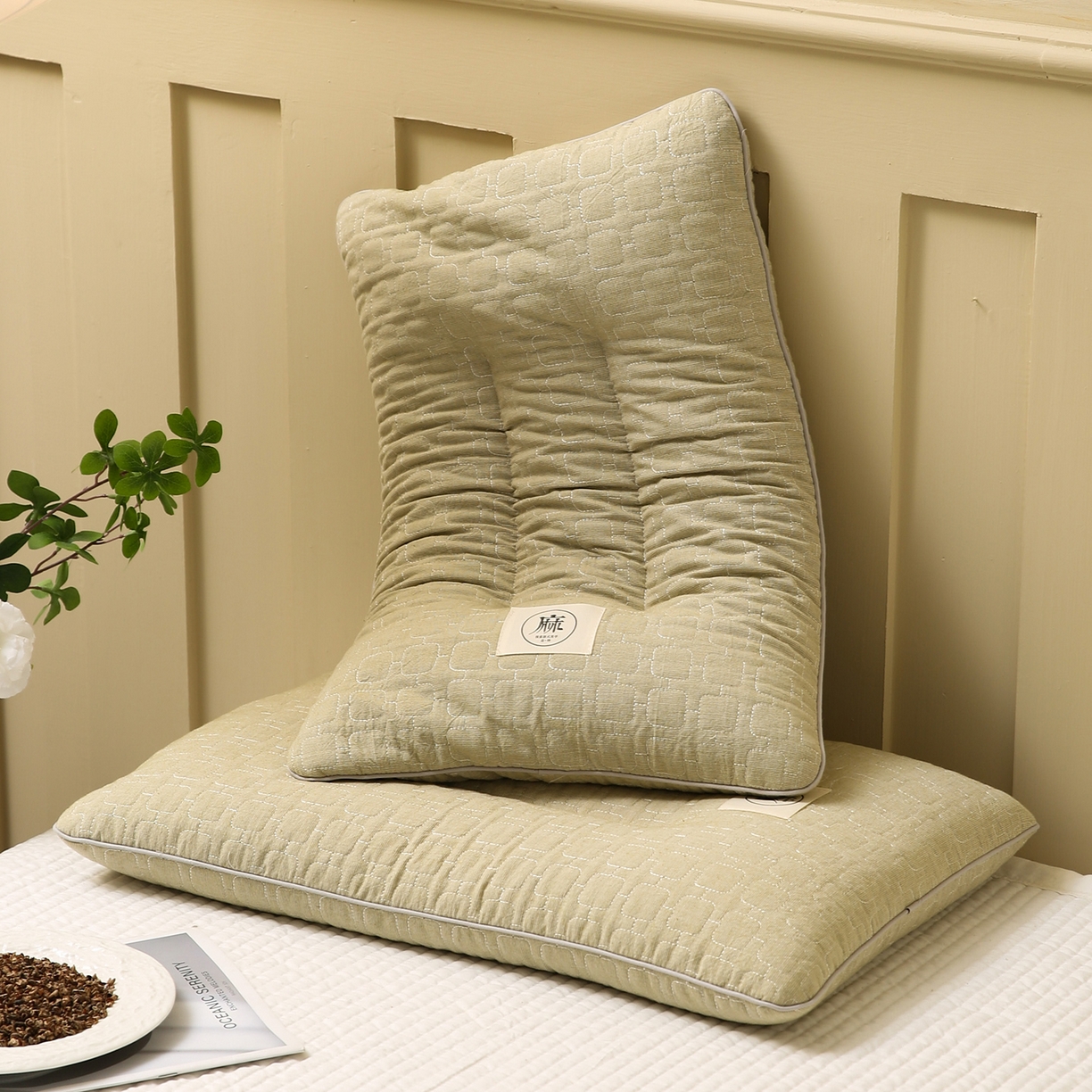 91家纺网 家纺一手货源 找家纺 （总）梦叶草 2026新款夹棉分区护颈荞麦枕