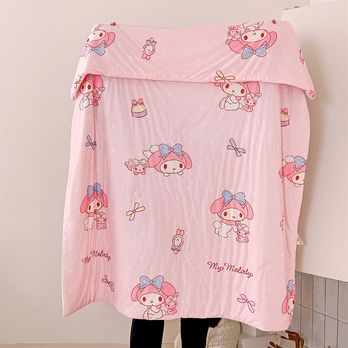 91家纺网 家纺一手货源 找家纺 名兮家居 2026新款A类经典奥特曼三丽鸥儿童针织棉夏凉被空调被【含防伪标】 针织夏被-魔法美乐蒂