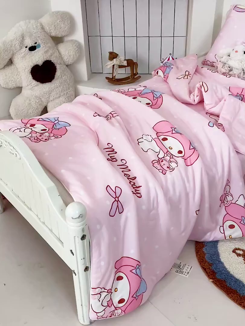 91家纺网 家纺一手货源 找家纺 名兮家居 2026新款A类经典奥特曼三丽鸥儿童针织棉夏凉被空调被【含防伪标】 针织夏被-魔法美乐蒂