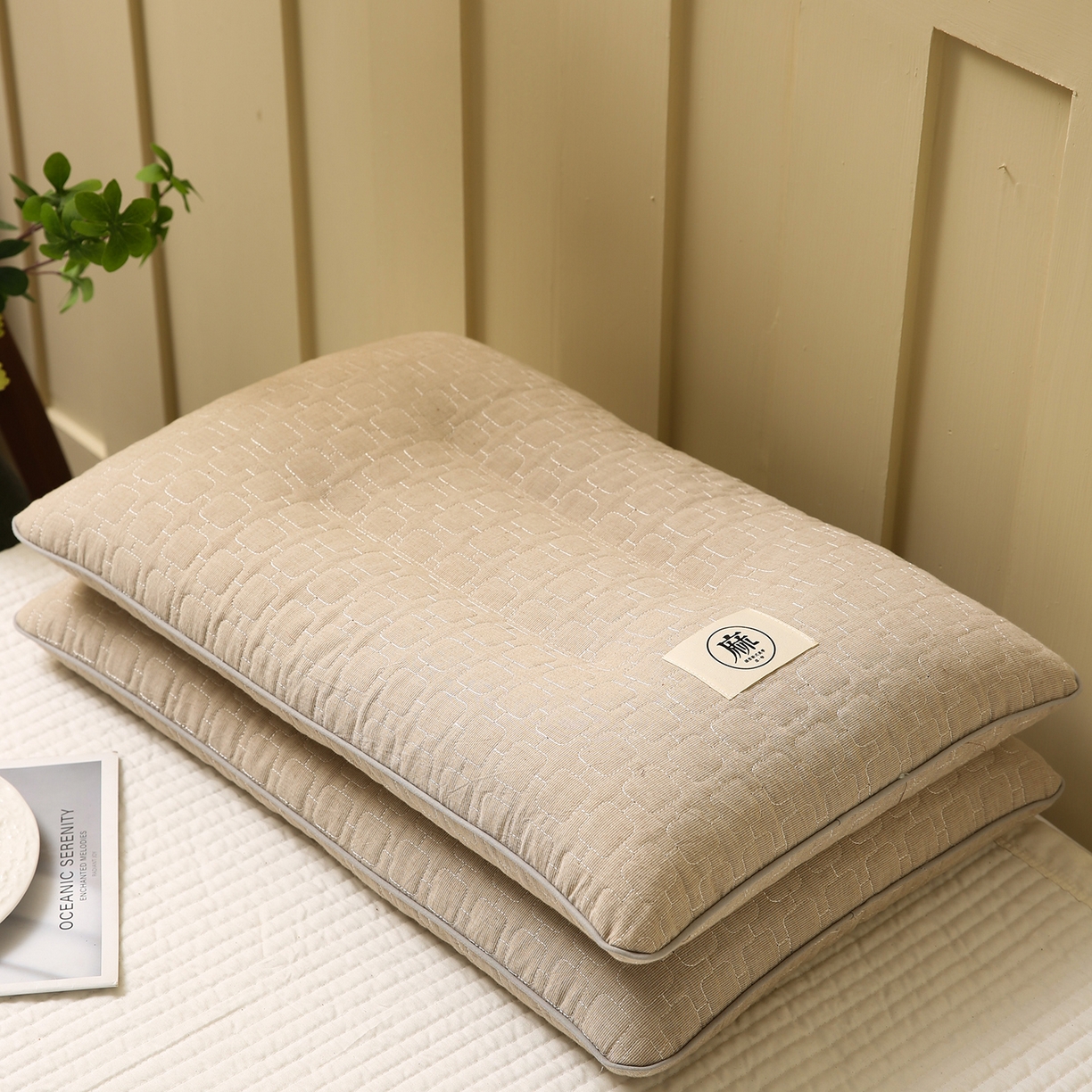 梦叶草 2026新款夹棉分区护颈荞麦枕 三分区护颈荞麦枕-咖色