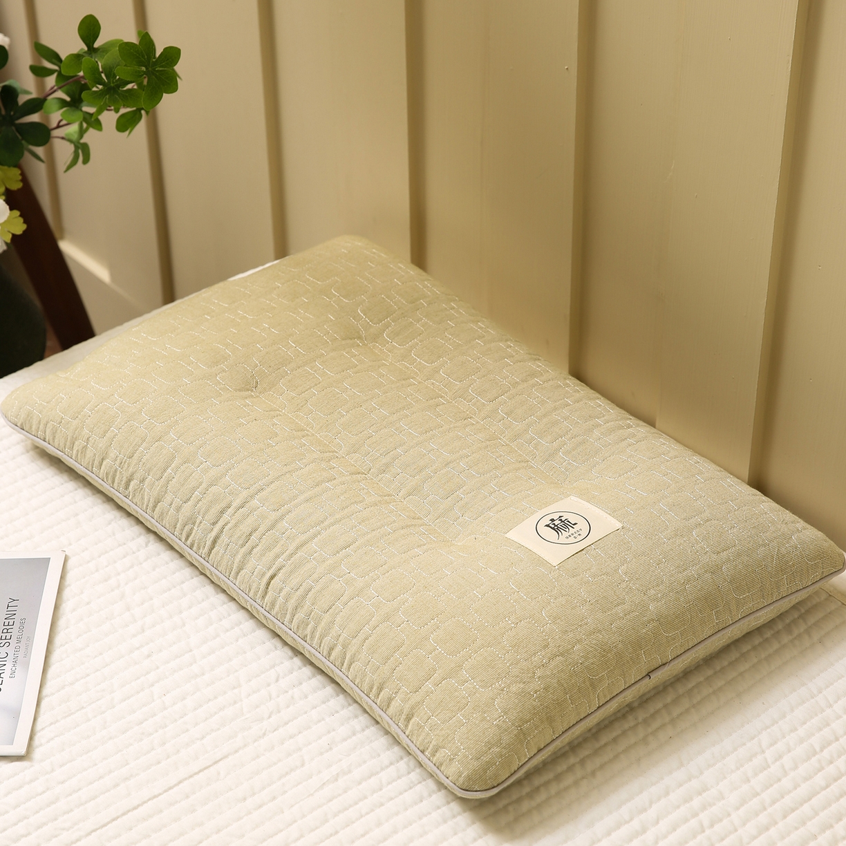 91家纺网 家纺一手货源 找家纺 梦叶草 2026新款夹棉分区护颈荞麦枕 三分区护颈荞麦枕-绿色