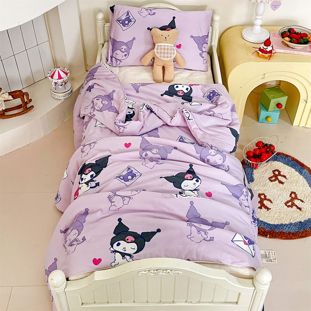 91家纺网 家纺一手货源 找家纺 名兮家居 2026新款A类经典奥特曼三丽鸥儿童针织棉夏凉被空调被【含防伪标】 针织夏被-情书库洛米