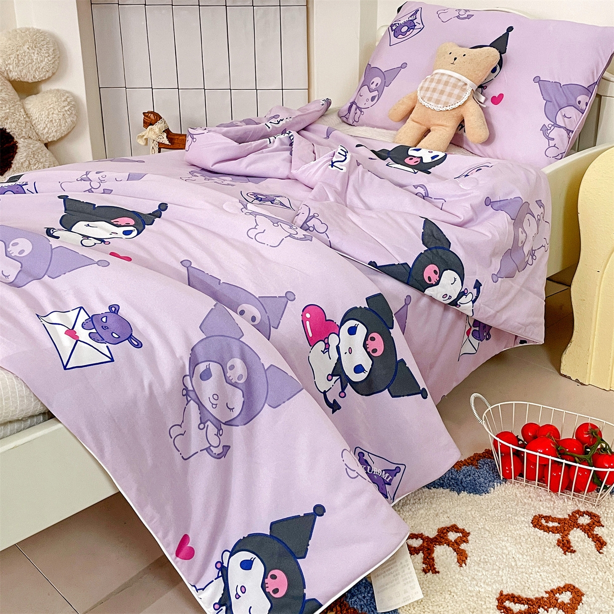 91家纺网 家纺一手货源 找家纺 名兮家居 2026新款A类经典奥特曼三丽鸥儿童针织棉夏凉被空调被【含防伪标】 针织夏被-情书库洛米