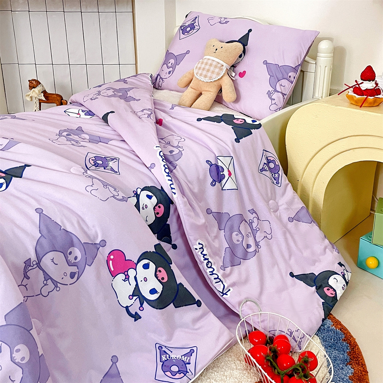 91家纺网 家纺一手货源 找家纺 名兮家居 2026新款A类经典奥特曼三丽鸥儿童针织棉夏凉被空调被【含防伪标】 针织夏被-情书库洛米