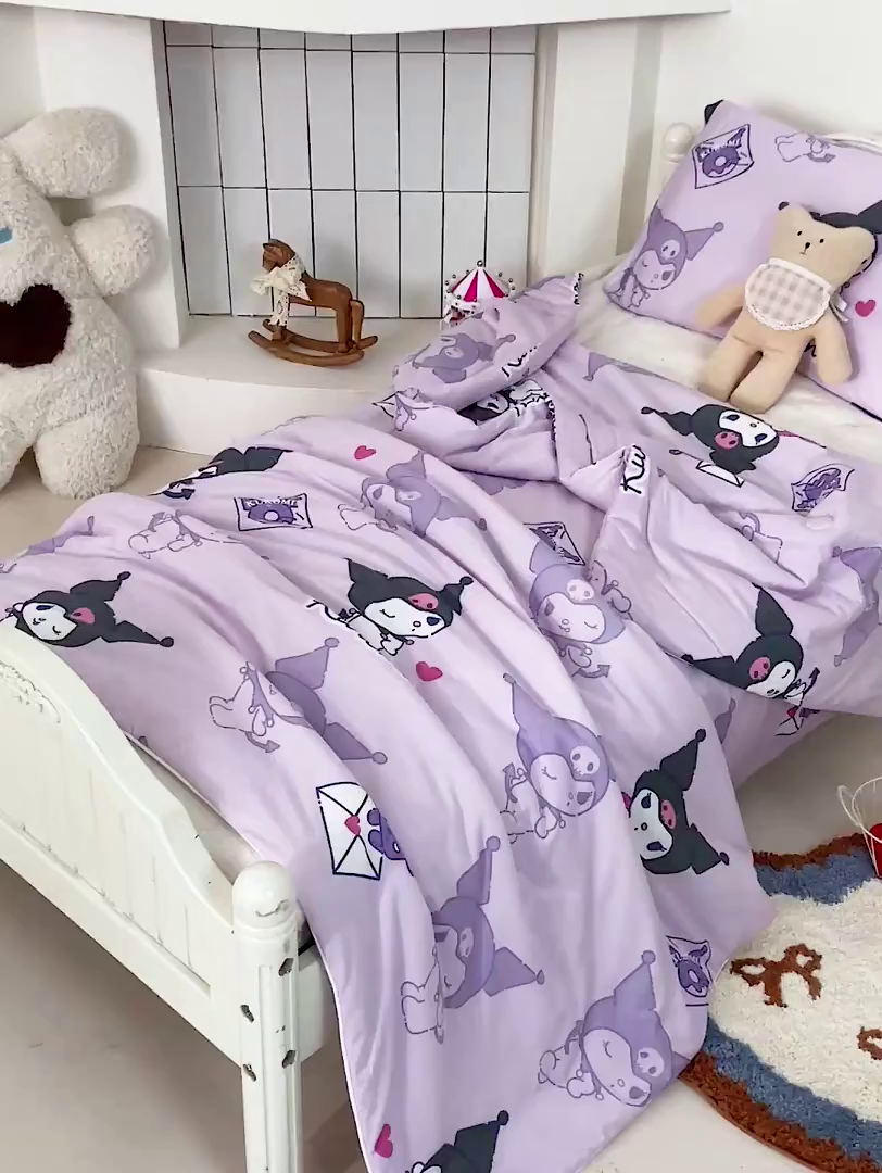 91家纺网 家纺一手货源 找家纺 名兮家居 2026新款A类经典奥特曼三丽鸥儿童针织棉夏凉被空调被【含防伪标】 针织夏被-情书库洛米