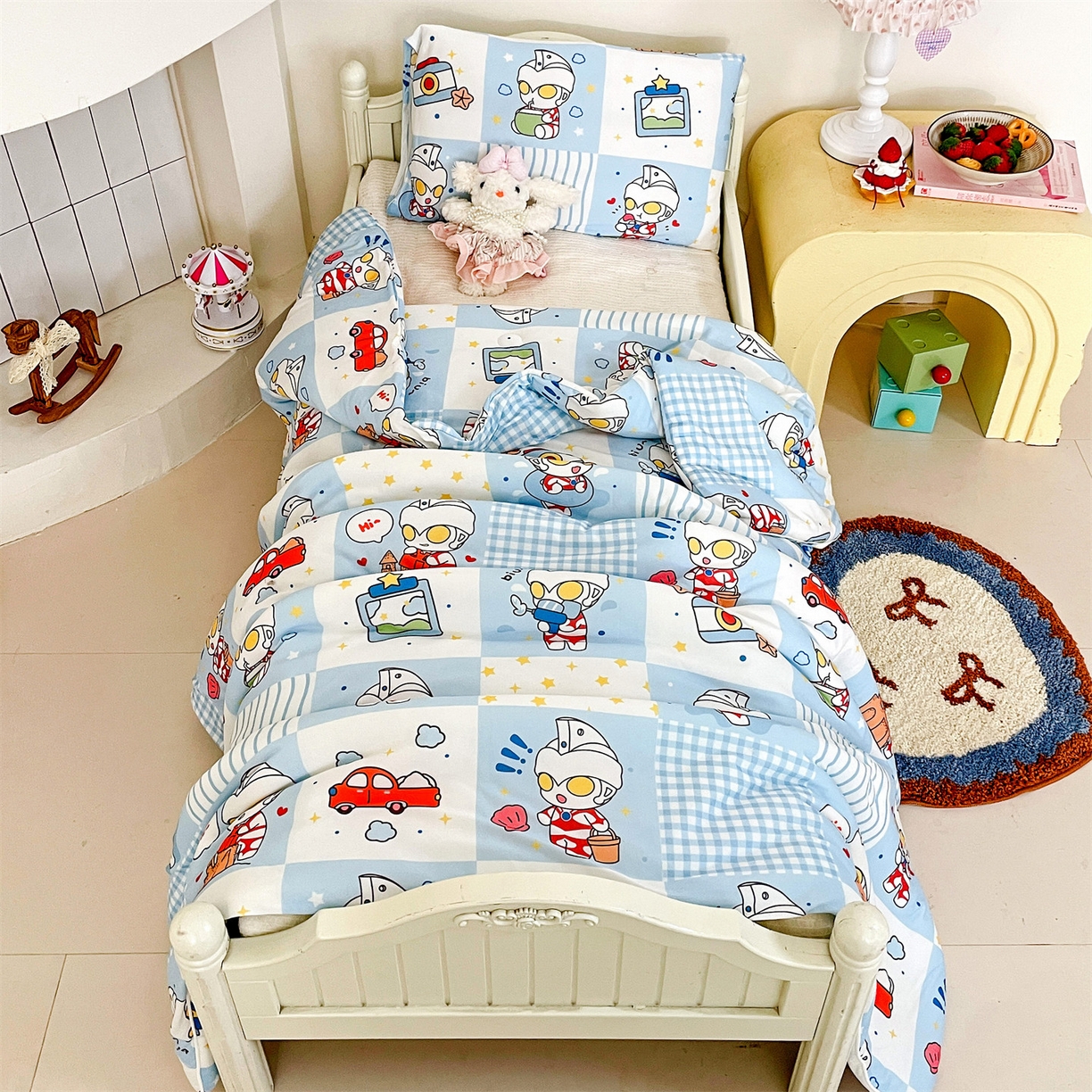 91家纺网 家纺一手货源 找家纺 名兮家居 2026新款A类经典奥特曼三丽鸥儿童针织棉夏凉被空调被【含防伪标】 针织夏被-小小艾斯