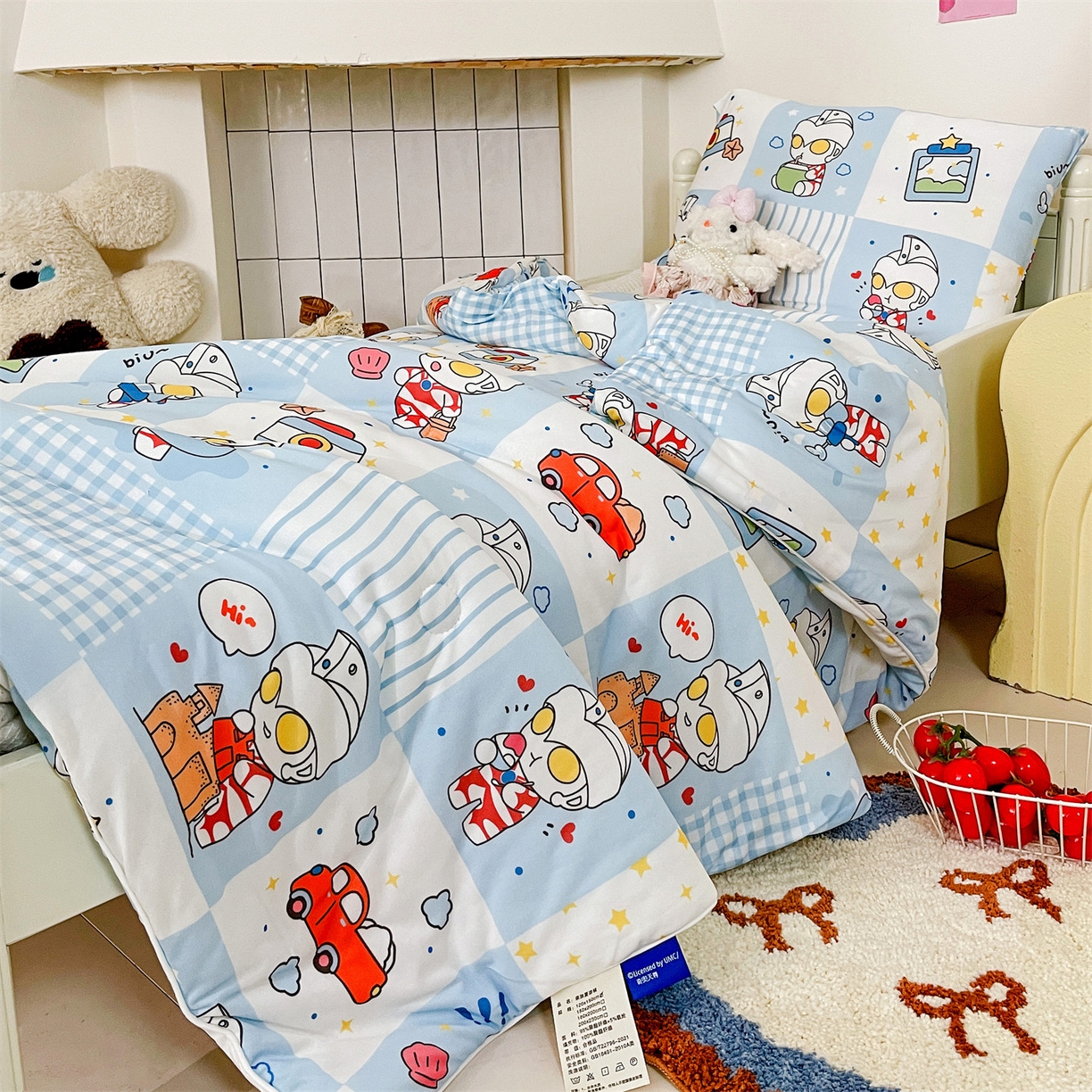 91家纺网 家纺一手货源 找家纺 名兮家居 2026新款A类经典奥特曼三丽鸥儿童针织棉夏凉被空调被【含防伪标】 针织夏被-小小艾斯