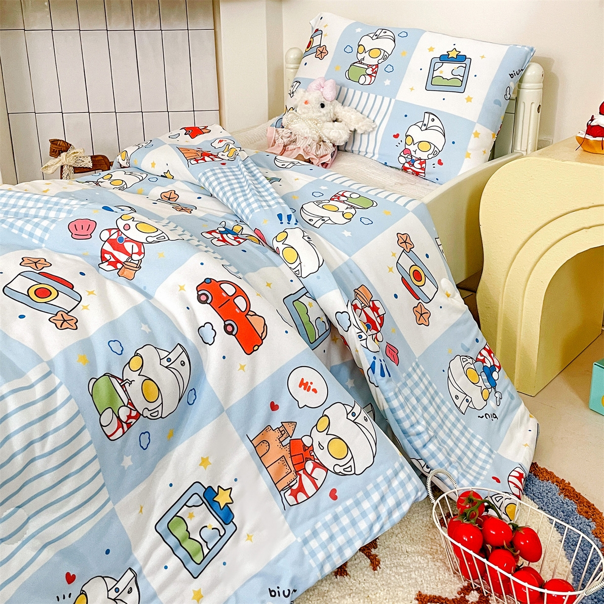 91家纺网 家纺一手货源 找家纺 名兮家居 2026新款A类经典奥特曼三丽鸥儿童针织棉夏凉被空调被【含防伪标】 针织夏被-小小艾斯