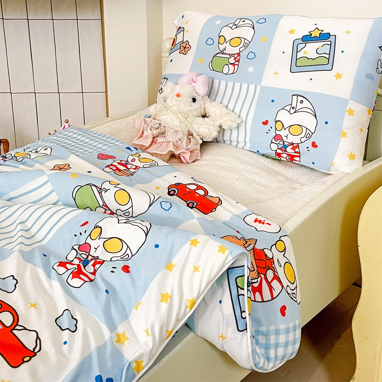 91家纺网 家纺一手货源 找家纺 名兮家居 2026新款A类经典奥特曼三丽鸥儿童针织棉夏凉被空调被【含防伪标】 针织夏被-小小艾斯